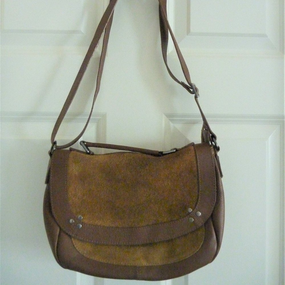 BELLISSIMO Saddle Shoulder Crossbody Bag Suede Leather Italy